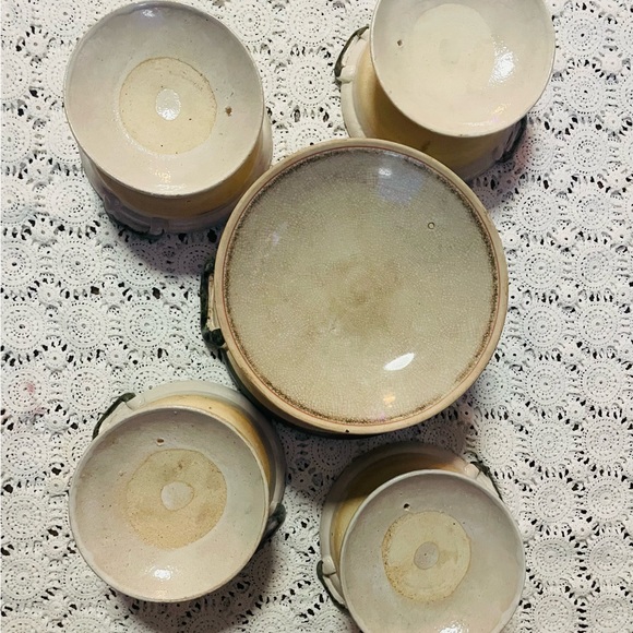 Vintage Donabe Japanese Rice Cooker Flower Motif Stoneware Earthenware Set Rare - Picture 14 of 14